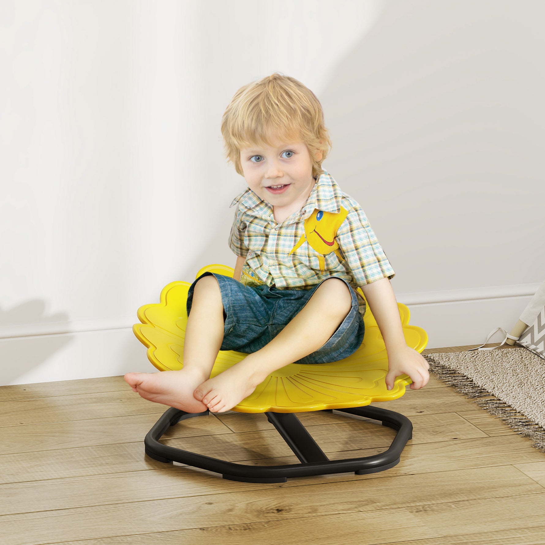 Chaise pivotante sensorielle pour enfant, siège pivotant pour l'entraînement de l'équilibre et de la coordination, jaune
