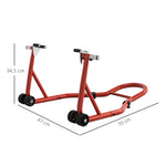Support pour moto, béquille avant pour moto avec goupille réglable et adaptateurs pour bras oscillant, rouge