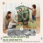 Meuble rangement enfant, bibliothèque enfants avec étagères ouvertes et 2 tiroirs en tissu, MDF, vert