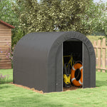 Lorategiko etxola, kanpoko biltegiratze-tenda, bizikleta-tokia, bizikleta-garajea, PE estalkia, metalezkoa, 2,4 x 1,8 x 1,9 m, gris iluna