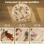 Tavolo da pranzo pieghevole, tavolo da cucina rotondo Ø 80 cm per 4 persone con 2 ribalte, gambe in acciaio, legno naturale