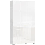 Credenza alta da cucina mobiletto da cucina lucido 6 ante a chiusura rallentata ripiani regolabili bianco