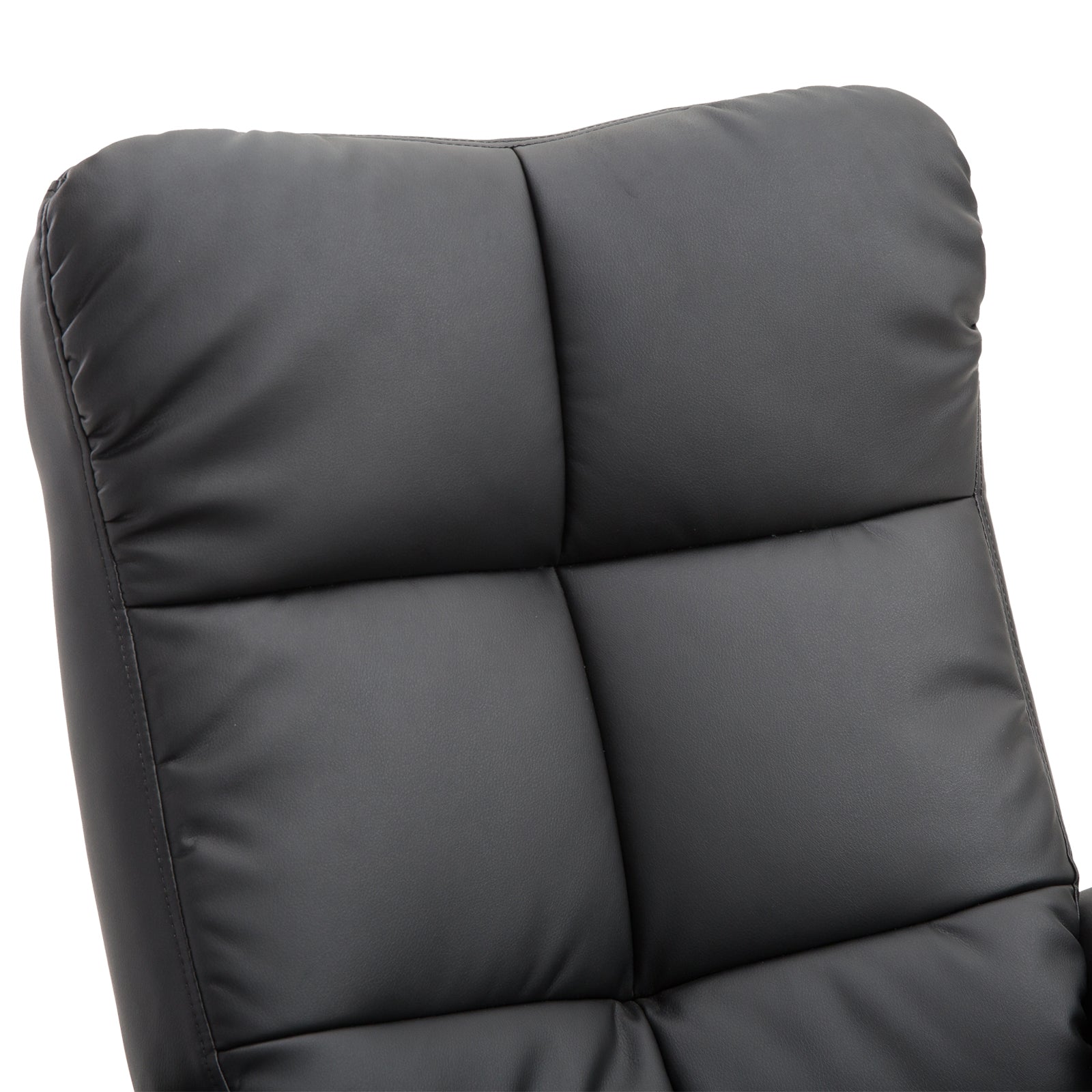 Fauteuil relax avec repose-pied, fauteuil de relaxation en PU, pivotant à 360°, dossier inclinable, assise et dossier rembourrés, rangement caché, pour salon, chambre, home cinéma, noir