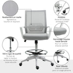 Lot de 2 fauteuils de bureau chaise de bureau assise haute réglable dim. 64L x 60l x 106-126H cm pivotant 360° maille