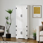 Buffet de cuisine armoire de cuisine contemporaine multi-rangements 2 placards 3 étagères MDF panneaux particules blanc