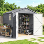 Abri de jardin en résine 4,56 m² avec kit de fondation galvanisé structure en aluminium 240 x 190 x 228 cm gris foncé