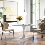 Set di 2 sedie da pranzo con seduta imbottita in tessuto effetto lino, gambe in acciaio stabili, design moderno, marrone chiaro