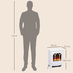 Cheminée électrique sur pied 1000/2000 W, fausse cheminée décorative avec effet flamme LED, blanc