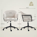 Chaise bureau ergonomique, fauteuil de bureau avec hauteur réglable, pivotant 360°, 63 x 65 x 83-92 cm, crème
