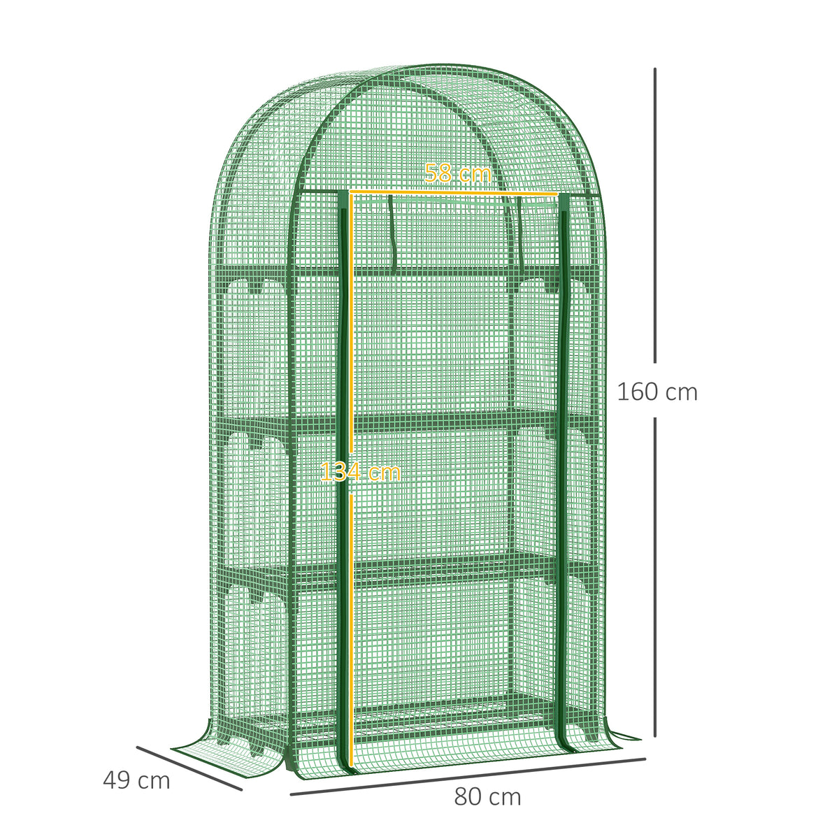 Serre de jardin serre de balcon résistante aux UV porte enroulable 4 étagères couverture en PE 80 x 49 x 160 cm vert
