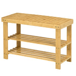 Banc avec meuble à chaussures étagères en bambou dim. 70L x 28l x 45H cm bois naturel