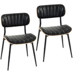 Lot de 2 Chaises de Salle à Manger, Chaises Cuisine sans Accoudoirs, Dossier Incurvé et Assise Rembourrée en PU, Noir