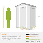 Abri de jardin en plastique avec plancher porte verrouillable fenêtre et ventilation  128 x 104 x196 cm gris