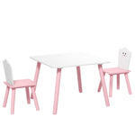 Table enfant avec chaise, ensemble table et 2 chaises en bois pour dessiner, jouer, étudier, rose-0
