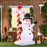 Bonhomme de neige gonflable avec pancarte 3 LED polyester imperméable hauteur 213 cm blanc