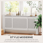 Verstelbare radiatorombouw modern design, uitschuifbare lengte 136-200 x 21,5 x 91,7 cm, wit