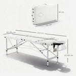 Table de massage 3 zones pliante cosmétique portable charge max. 225 Kg hauteur réglable cadre en alliage blanc