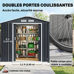 Abri de Jardin 2,42 m² - Remise pour Outils avec Fondation - cabanon Porte verrouillable - tôle d'acier Gris