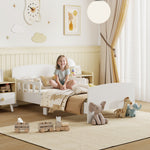 Lit enfant lit au sol enfant barrières de sécurité haut sommier à lattes et cadre robuste 143,5 x 74,2 x 54 cm blanc-1