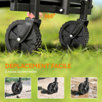 Carro de jardín carro de transporte con ruedas con mango ajustable, con bolsas de transporte 64 x 40 x 60-84 cm negro
