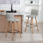 Lot de 2 tabourets de bar, chaises de bar, assise rembourrée, dossier et repose-pieds, 48 x 48 x 99,5 cm, gris