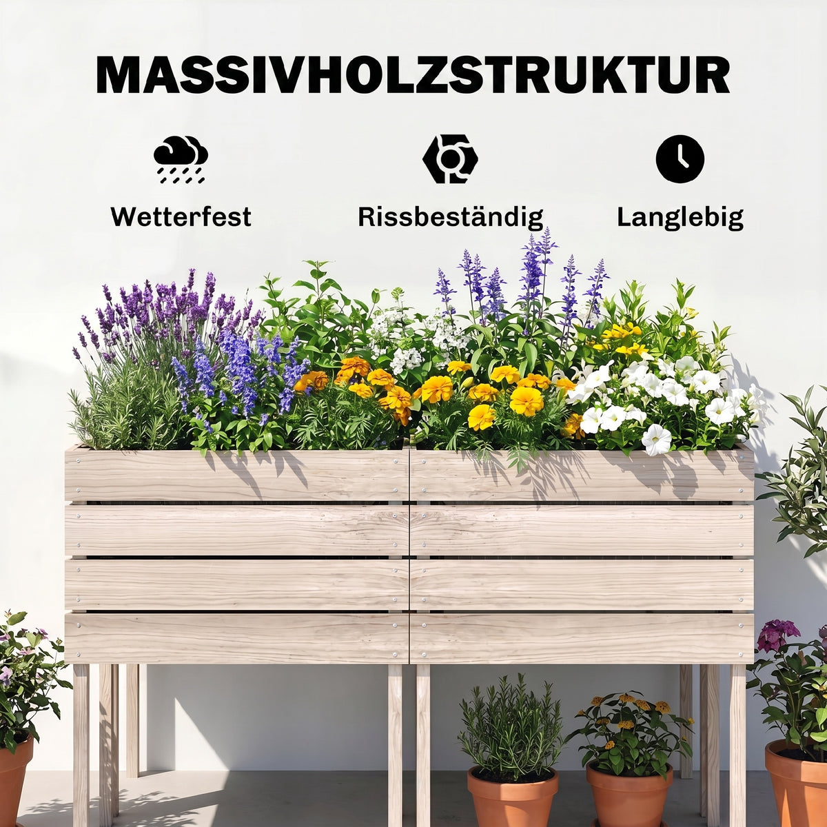 Jardinières sur Pieds carrés potagers - Lot de 4 jardinières sur Pied modulables - 50L x 30l x 60H cm