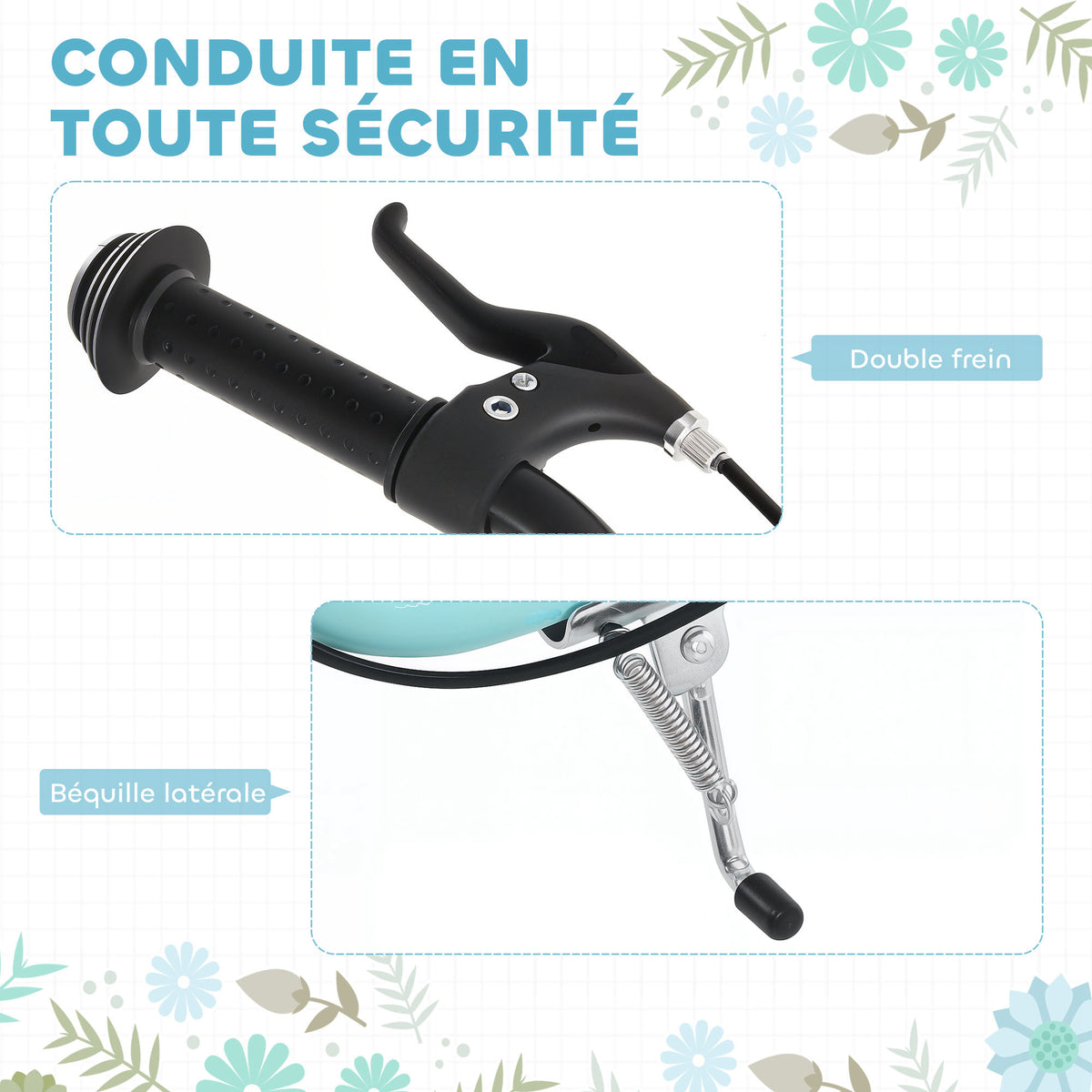 Trottinette pour enfants 5 à 12 ans 2 roues, patinette enfant avec hauteur réglable 120 x 58 x 85-95 cm bleu
