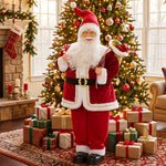 120 cm-tako Aita Noel animatua musikarekin, Gabonetako apaingarri kantari buru-mugikorra, soinu eta ukimen bidez aktibatzen dena, gorria
