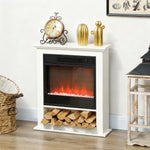 Cheminée électrique 1800W, fausse cheminée décorative, effet flamme à 9 couleurs et 5 luminosité, 62,5x20x72,5cm, blanc-9