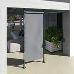 Store manuel rétractable sur pied longueur réglable manivelle installation sans perçage métal alu. polyester gris foncé