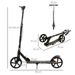 Trottinette pliable pour enfant avec guidon réglable en hauteur et double frein 86 x 35 x 93-103 cm noir
