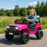 Voiture électrique enfant 4x4 télécommande 2,4Ghz, 2 moteurs 12 V, vitesse réglable, musique, klaxon, lumières LED, noir