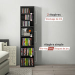 Rangements pour CD et DVD 9 compartiments et 6 étagères réglables capacité max. 260 CD/120 DVD 33 x 24 x 140 cm noir