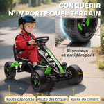 Kart à pédales pour enfants, karting enfant 3 à 6 ans avec roue libre, frein, roues EVA antidérapantes, vert
