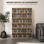 Meuble de rangement multimédia 456 CD/ 336 DVD - bibliothèque en bois avec étagères réglables 89 x 130,5 cm bois naturel