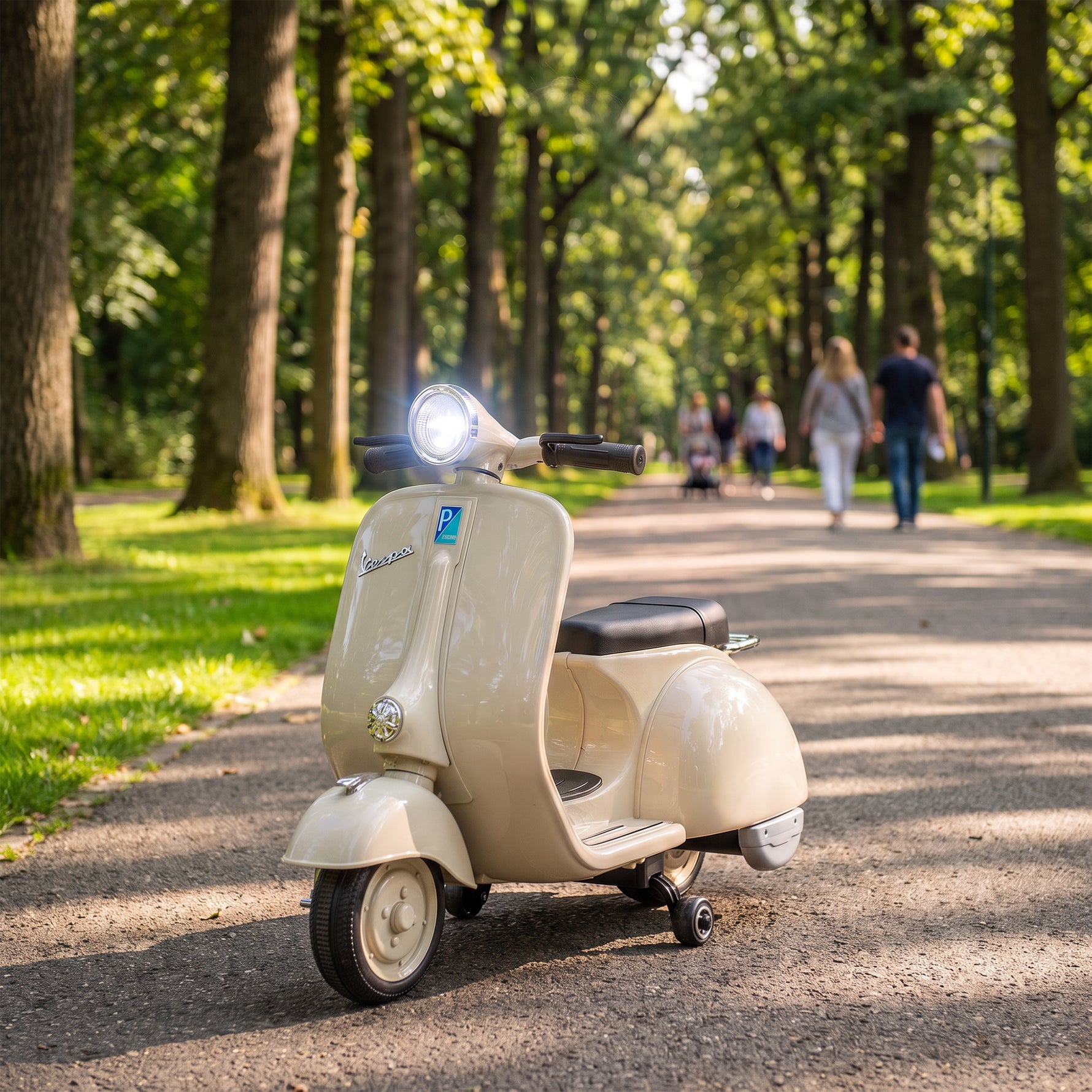 Moto Électrique Enfants VESPA sous Licence, Vitesse Max 5 Km/h, Musique & Lumière, 3+ ans, Blanc