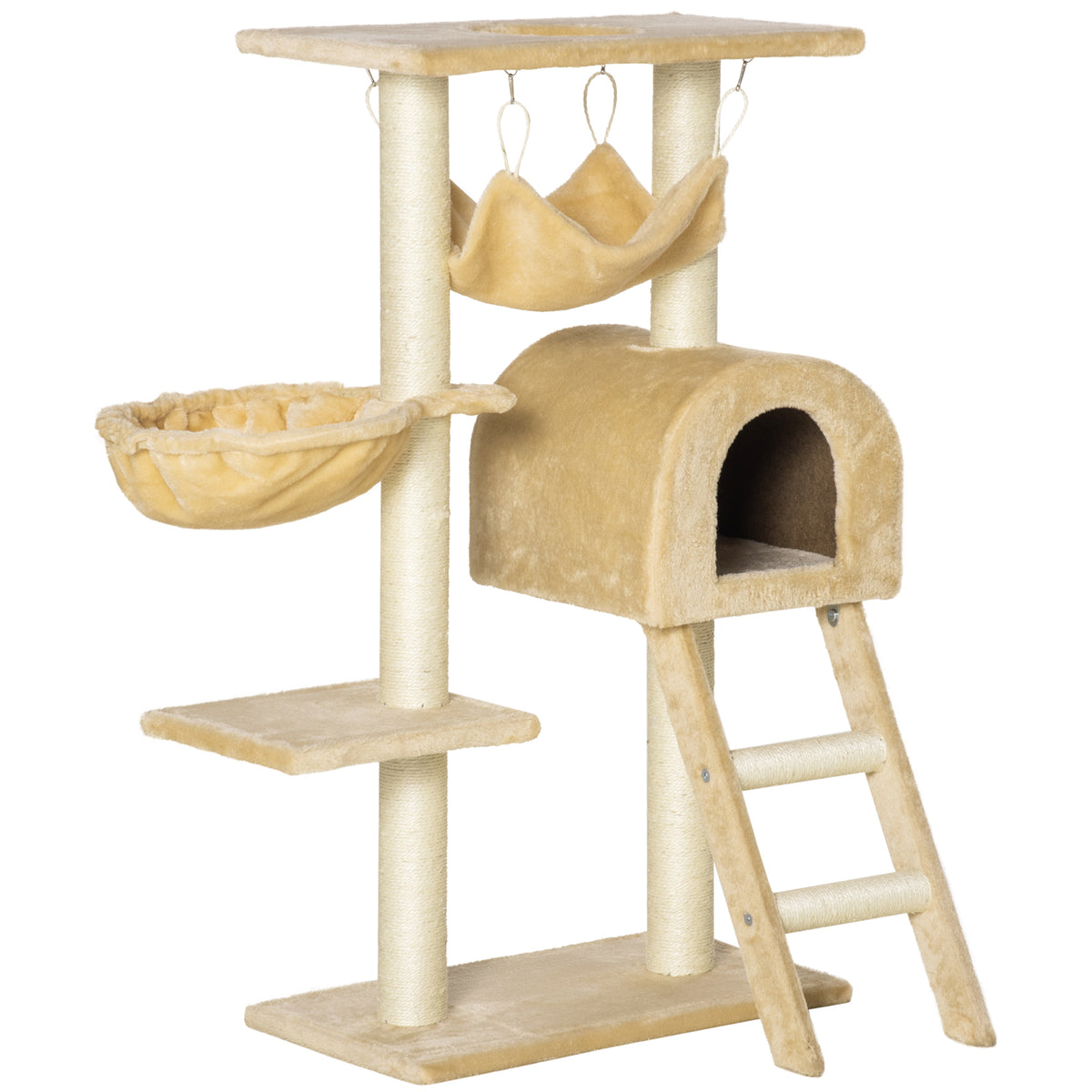 Krabpaal krabmeubel stabiele klimboom met meerdere niveaus activiteitencentrum hoogte 98 cm beige