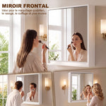 Armoire Murale Miroir Salle de Bain 2 étagères dim. 48L x 14l x 45H cm Panneaux Particules MDF Blanc