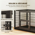 Jaula para perro resistente, caseta para interior con techo abatible y puerta de alimentación, acero, 94 x 60 x 64 cm, negro