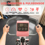 Vélo d'Appartement Pliable 4-en-1 - Ergomètre Magnétique Silencieux avec Cordes de Résistance - Sport Maison et Cardio-training avec Roulettes, Selle Confort et LCD (Max 120kg), Rose