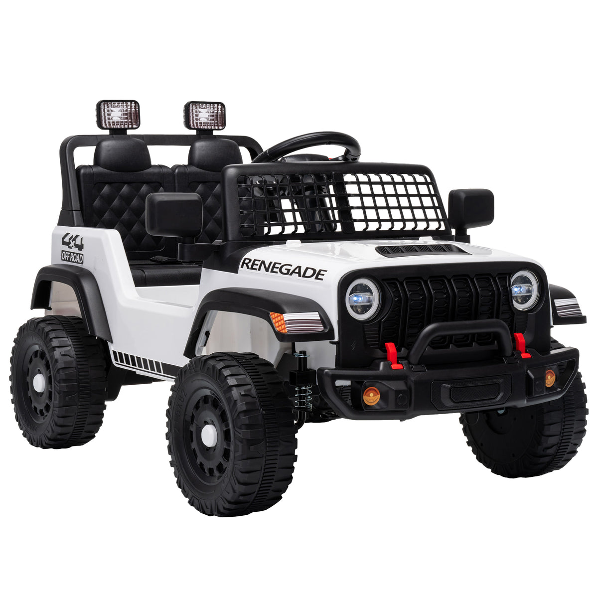 Elektroauto für Kinder, 12 V, Fernbedienung, Lithiumbatterie, Sanftanlauf, Federung an allen 4 Rädern, Weiß