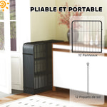Parc pour chien enclos chien 12 panneaux modulable et pliable acier 2 portes pour chiot intérieur extérieur 60H cm noir