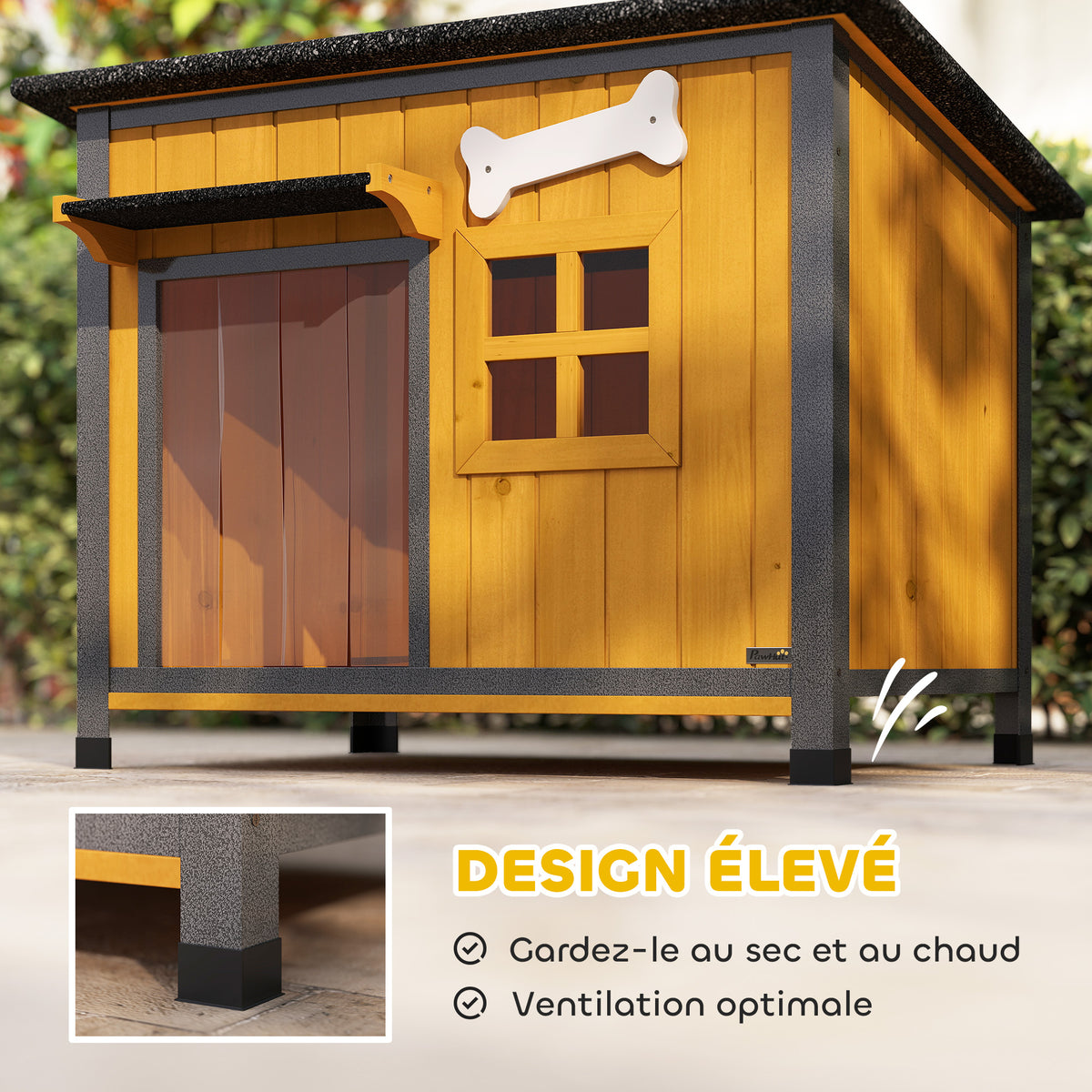 Niche pour chien extérieure résistante aux intempéries cabane pour chien avec plancher amovible