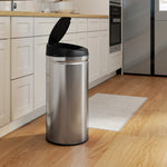 Poubelle cuisine automatique 42L acier inoxydable, poubelle à couvercle à fermeture en douceur, 30,5x30,5x68cm, argent