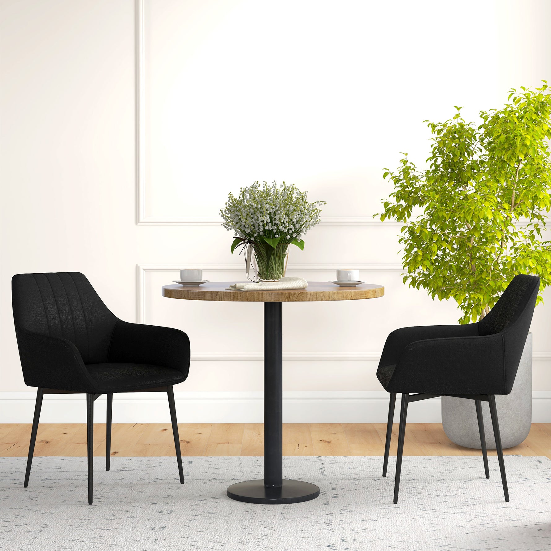 Chaises de Salle à Manger Chaises de Visiteur Design scandinave - Lot de 2 chaises - Pieds effilés métal Noir