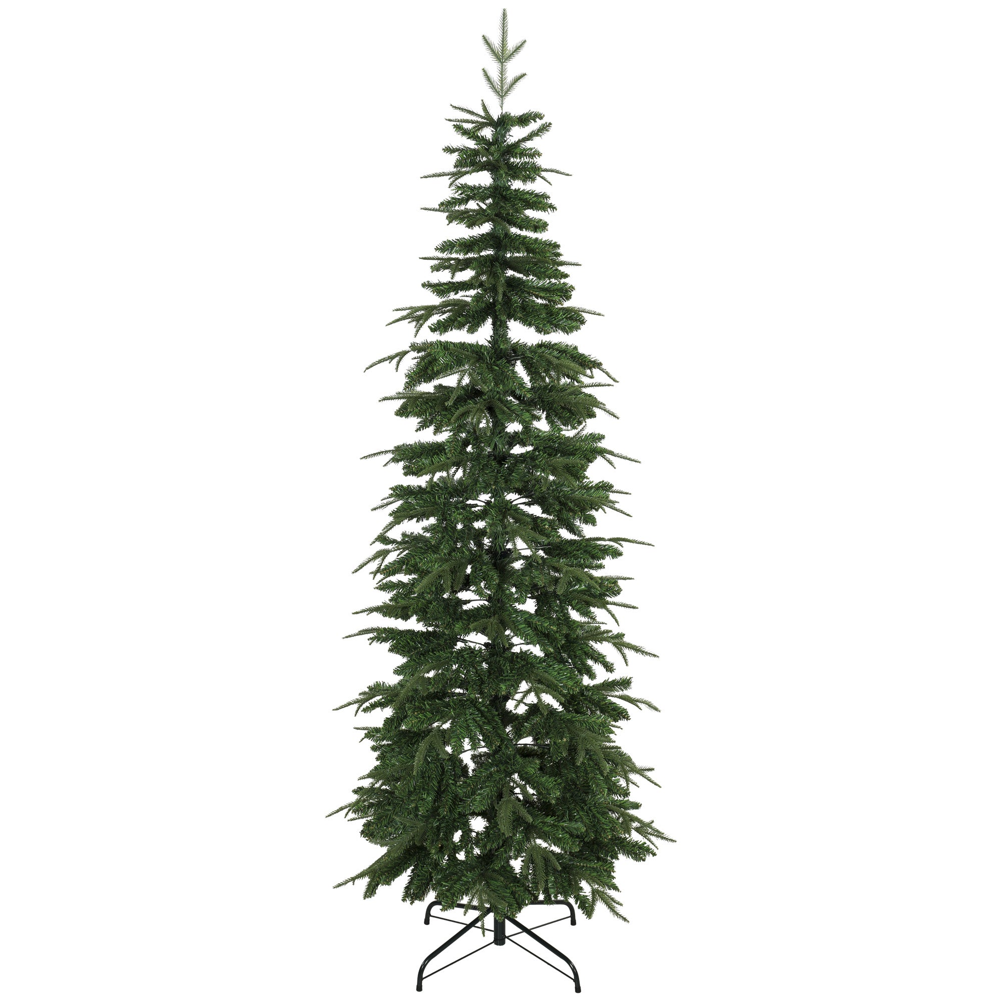 Künstlicher Weihnachtsbaum 210 cm, klappbare Zweige aus feuerfestem PE und PVC, zusammenklappbarer Stahlständer, Grün