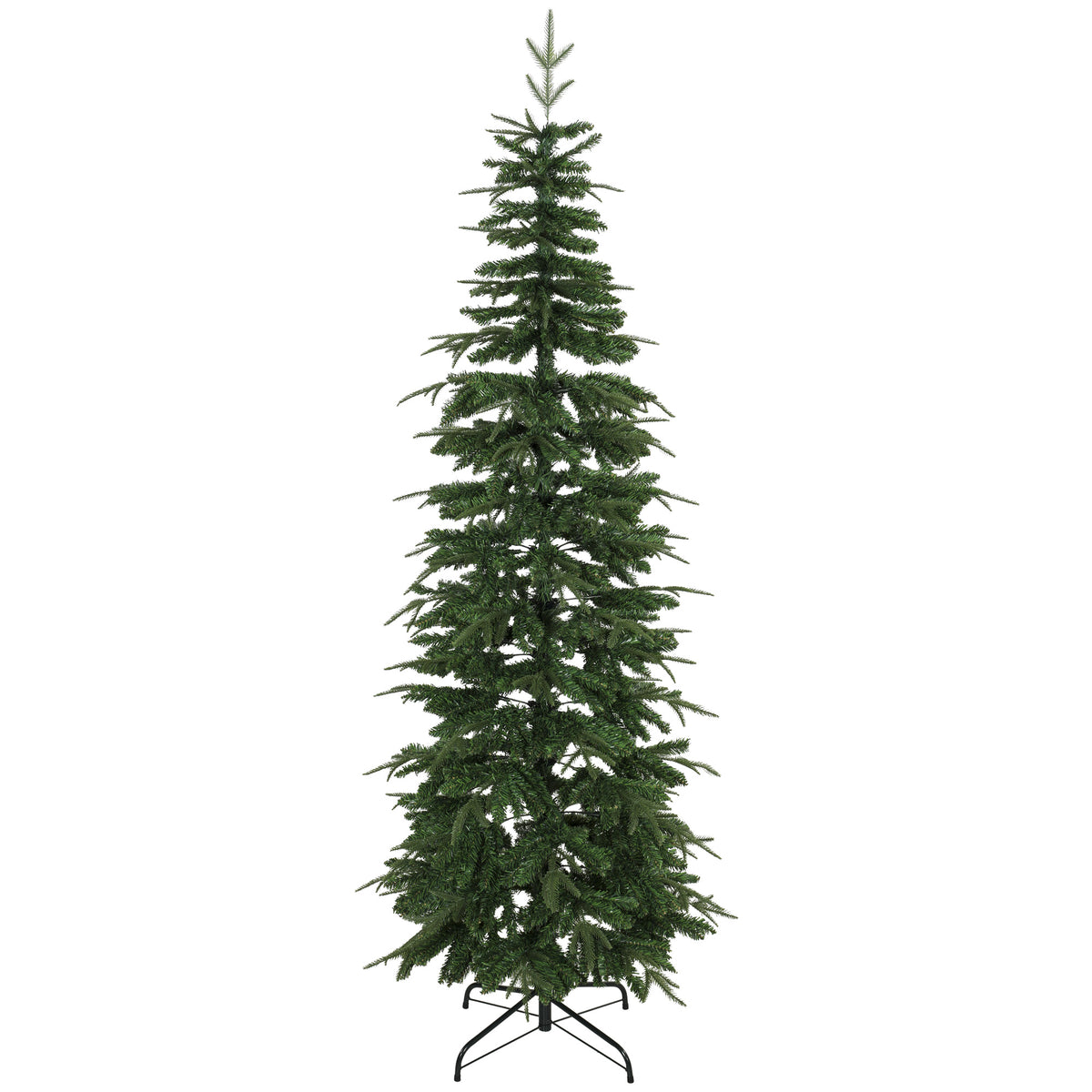 Kunstkerstboom 210 cm, Scharnierende takken van brandvertragend PE en PVC, Inklapbare stalen standaard, Groen