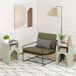 Lot de 2 tables de chevet, table de nuit avec compartiments ouverts, design arqué, 40 x 30 x 60 cm, vert clair