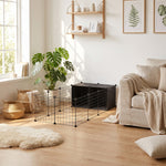 Enclos pour petits animaux, cage à lapin modulable 31 panneaux avec niches surélevées, en acier, 140x70x52cm, noir