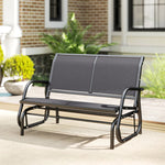 Banc à Bascule de Jardin 2 Places Design Contemporain Grand Confort accoudoirs Assise, Dossier Ergonomique Acier textilène Gris